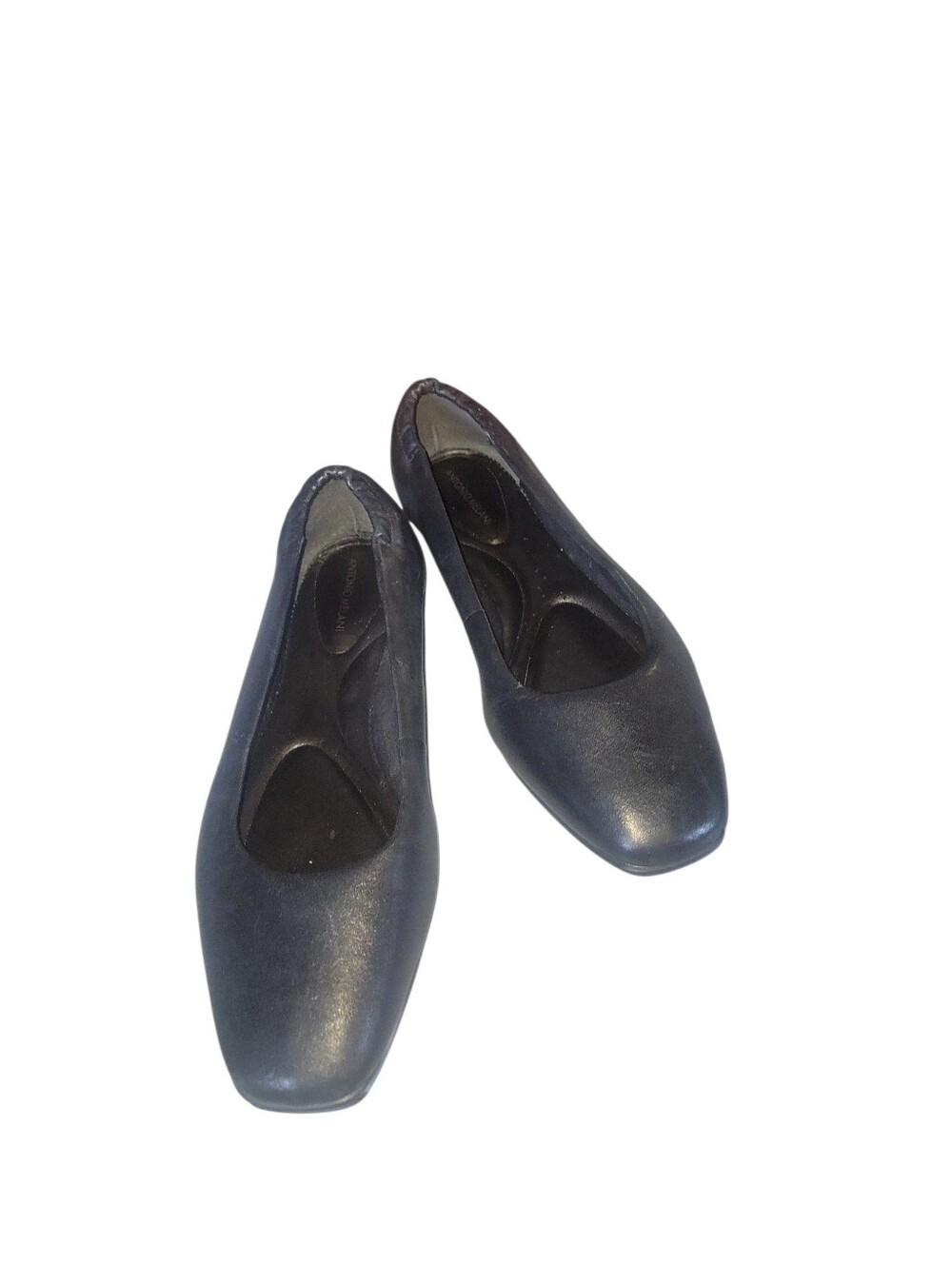 Antonio Melani Women’s Square Toe Cushioned Black Leather Ballet Flats Sz 8M